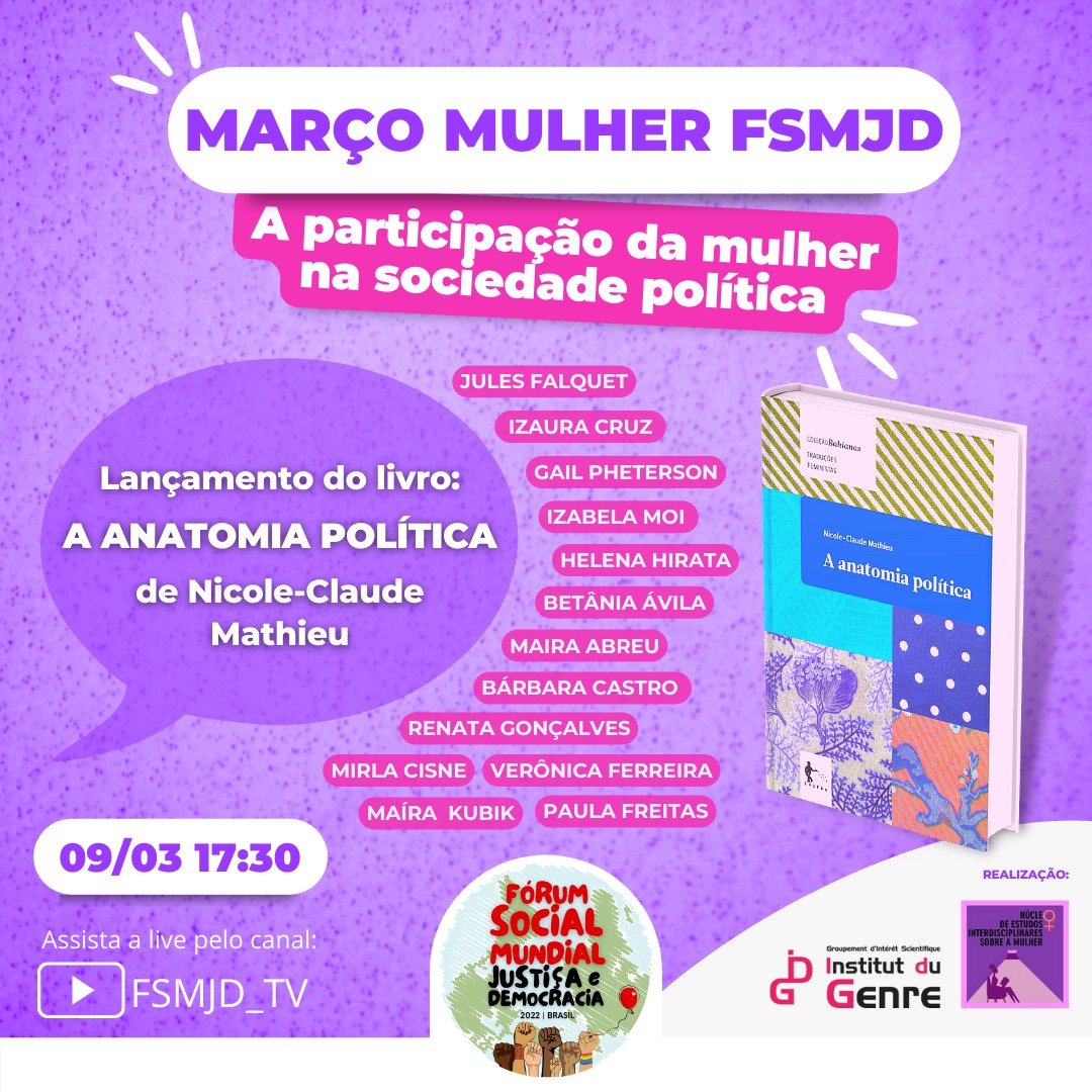 Lançamento online do livro “A Anatomia Política” de Nicole-Claude Mathieu