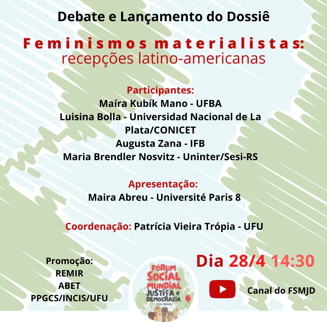 Debate e Lançamento do Dossiê Feminismos materialistas: recepções latino-americanas